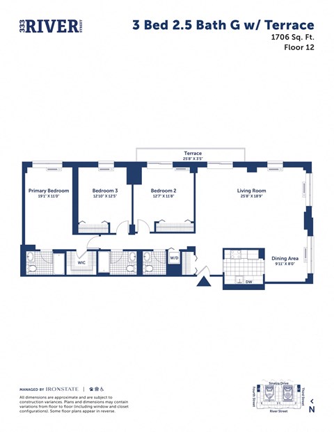 the floor plan of 3 bed 25 bath g w iii